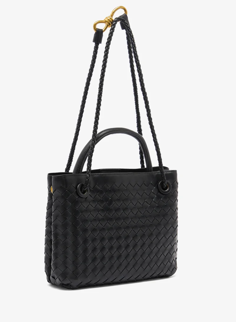ايلا Gold Accent Woven Textured Detailed Top Handle Bag
